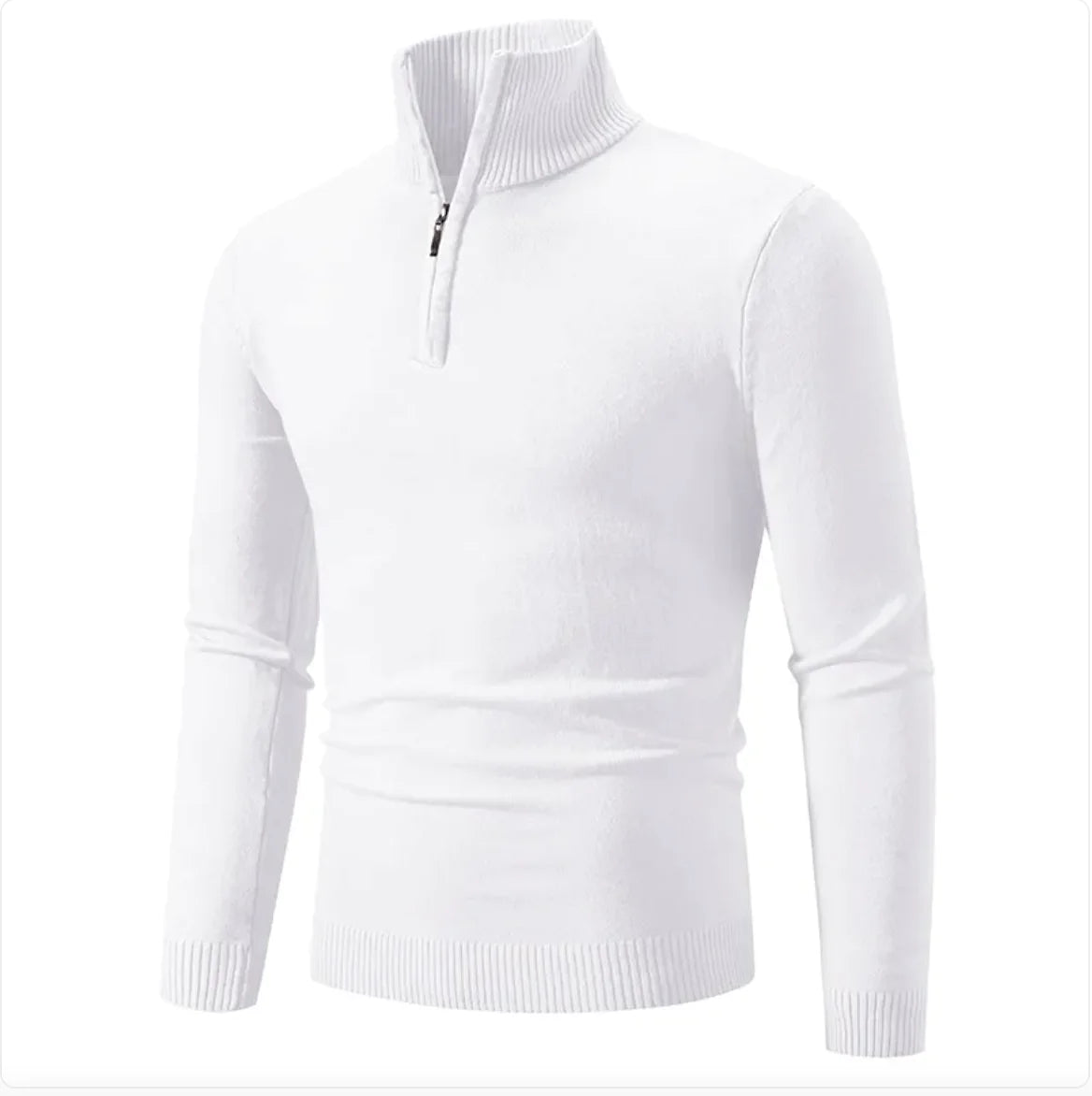 HALF-ZIP TURTLENECK COTTON KNIT SWEATER